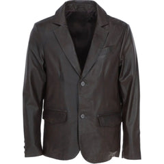 Men's Dark Brown Leather Blazer