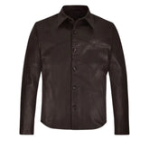 Men’s Dark Brown Leather Shirt Jacket