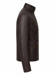 Men’s Dark Brown Multi-Pocket Leather Jacket Right