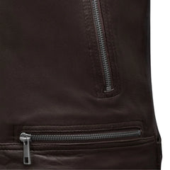 Men’s Dark Brown Quilted Shoulder Leather Jacket