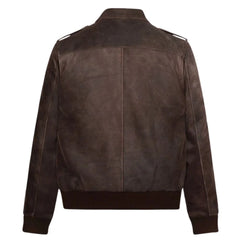 Men’s Dark Brown Suede Leather Bomber Jacket