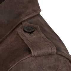 Men’s Dark Brown Suede Leather Bomber Jacket