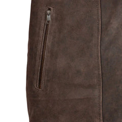 Men’s Dark Brown Suede Leather Bomber Jacket