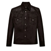 Men’s Dark Brown Western Style Leather Jacket