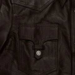 Men’s Dark Brown Western Style Leather Jacket