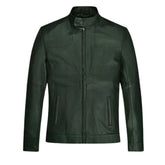 Men’s Dark Green Minimalist Leather Jacket