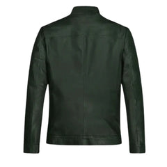 Men’s Dark Green Minimalist Leather Jacket
