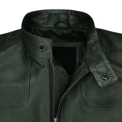 Men’s Dark Green Minimalist Leather Jacket