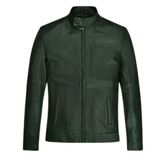 Men’s Dark Green Minimalist Leather Jacket