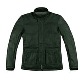 Men’s Dark Green Snap-Tab Collar Leather Jacket