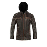 Men’s Brown Hooded Leather Jacket