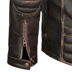 Men’s Brown Hooded Leather Jacket