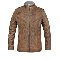 Men’s Classic Brown Quilted Leather Jacket