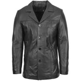 Men's Genuine Black Leather Reefer