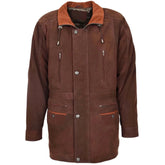 Men’s Genuine Suede Leather Parka Coat
