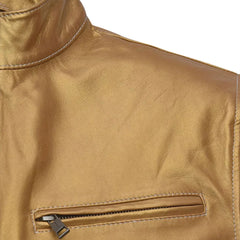 Men’s Golden Tan Leather Jacket with Zippered Pockets