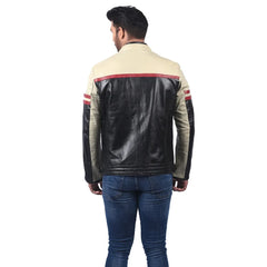 Men’s Ivory Black Stratos Leather Jacket