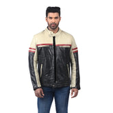 Men’s Ivory Black Stratos Leather Jacket