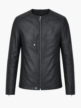 Men’s Leather Round Neck Jacket Front