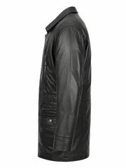 Men's Leather Winter Short Length Black Coat