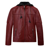 Men’s Maroon Hooded Leather Jacket