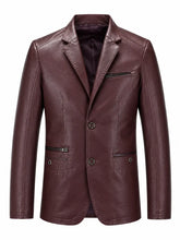 Men's Maroon Leather Blazer
