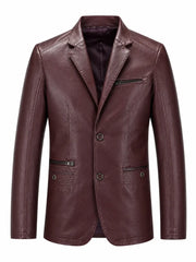 Men's Maroon Leather Blazer