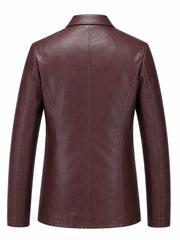 Men's Maroon Leather Blazer