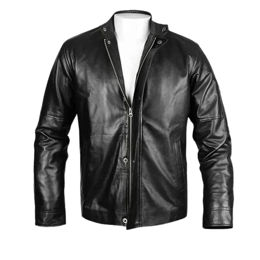 Men’s Minimalist Standard Black Leather Jacket