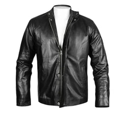Men’s Minimalist Standard Black Leather Jacket