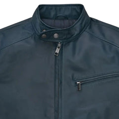 Men’s Navy Blue Classic Leather Jacket