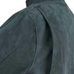 Men’s Navy Blue and Dark Green Suede Leather Jacket