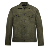Men’s Olive Green Classic Suede Leather Jacket
