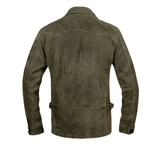 Men’s Olive Green Classic Suede Leather Jacket