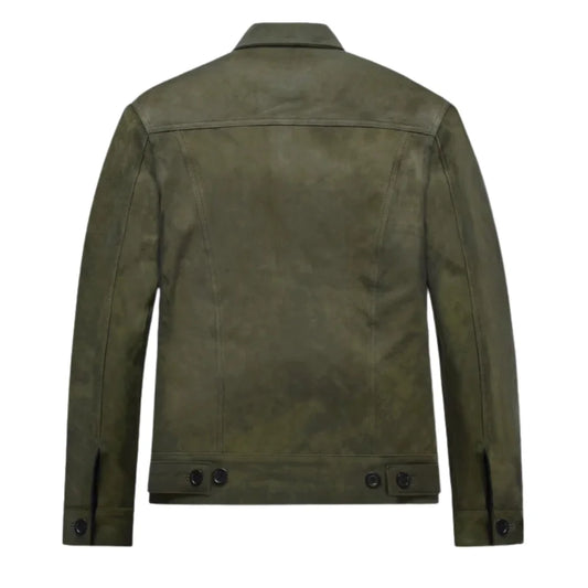 Men’s Olive Green Classic Suede Leather Jacket