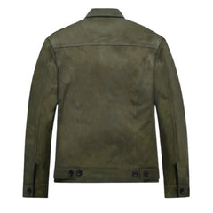 Men’s Olive Green Classic Suede Leather Jacket