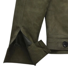 Men’s Olive Green Classic Suede Leather Jacket