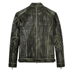 Men’s Olive Green Quilted Leather Jacket