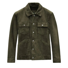 Men’s Olive Green Suede Leather Jacket