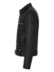 Men’s Pocket Leather Jacket Left