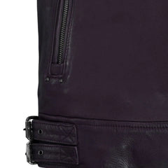 Men’s Purple Asymmetrical Leather Jacket
