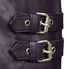 Men’s Purple Asymmetrical Zipper Leather Jacket