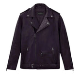 Men’s Purple Lapel Leather Jacket