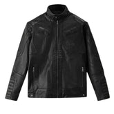 Men’s Quilted Armored Black Leather Jacket