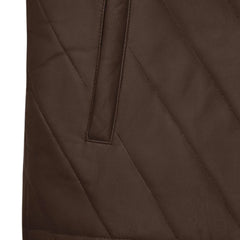 Men’s Quilted Dark Brown Leather Jacket with Suede Paneling