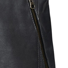 Men’s Real Leather Snap-tab Collar Jacket