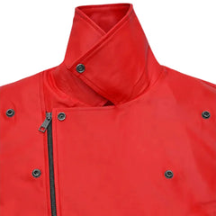Men’s Red Leather Jacket with Buckle Straps