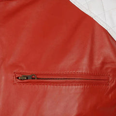 Men’s Red and White Striped Leather Jacket