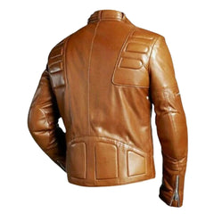 Men's Rugged Brown Leather Padded Design Jacket