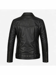 Men’s Shirt Collar Leather Jacket Back